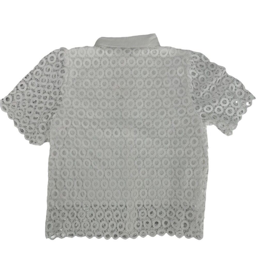 🐚 NWT White Eyelet Crochet 2-Piece Matching Set Resort Outfit L 🐚 - Picture 9 of 13